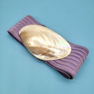Vintage Charmant Statement Belt Mother‎ of Pearl • Seashell Belt Buckle 1980s LA